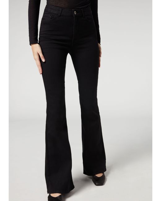 Jeans flareCalzedonia in Denim di colore Nero - Lyst