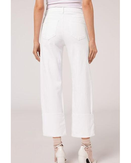 Calzedonia Pink Culotte Jeans With Removable Turn-Ups