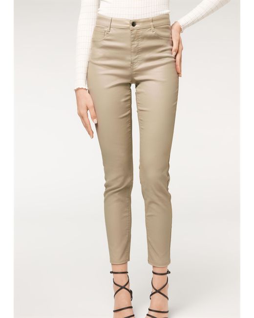Leggings skinny effetto pelle di Calzedonia in Neutro | Lyst