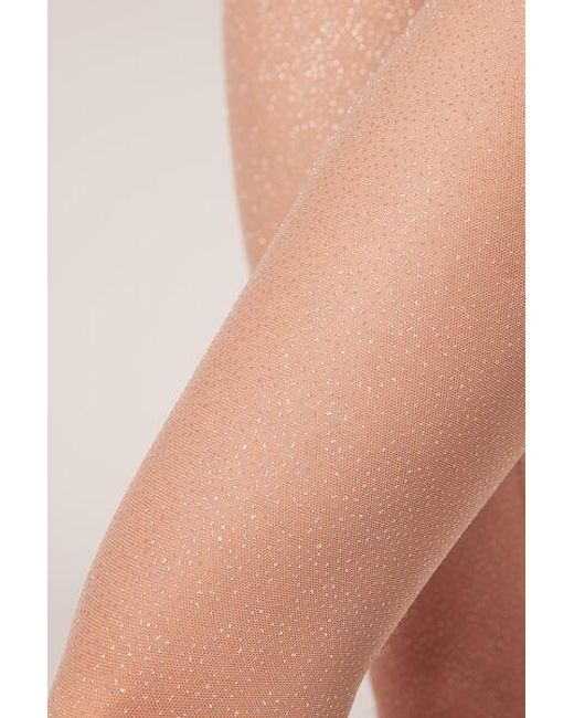 Calzedonia Pink Glitter Coated-Effect Tulle Tights