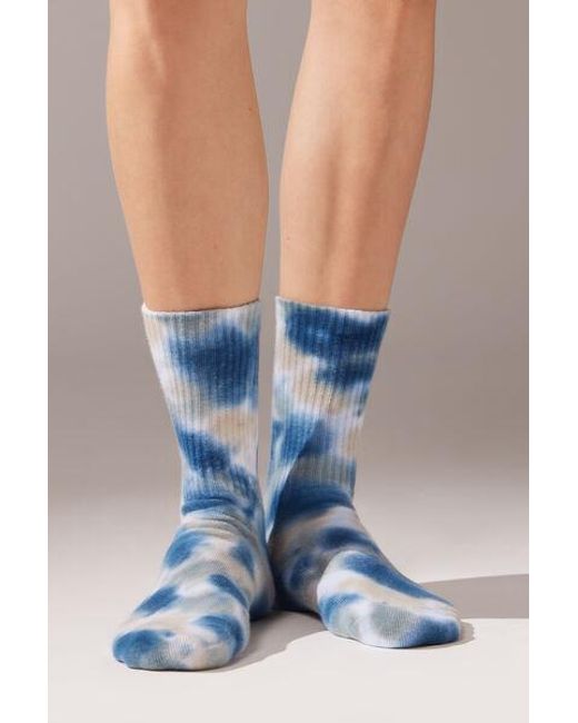 Calzedonia Blue Tie Dye Short Sport Socks