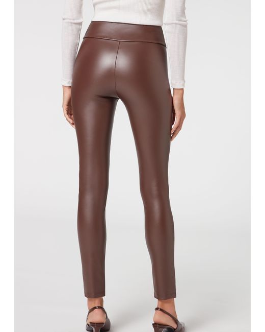 Calzedonia Thermal Leather Effect Leggings in Grey