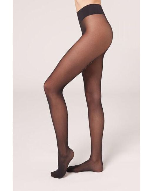 Calzedonia Pink 30 Denier Sheer Tights With Jewel Back Seam