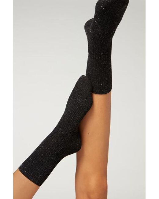 Calzedonia Black Glitter Cashmere Short Socks