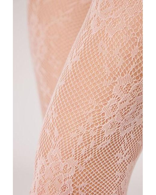 Calzedonia Pink Floral Pattern Fishnet Tights Pale