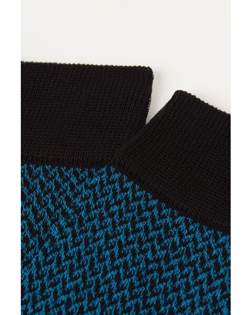 Calzedonia Blue ’S Herringbone Pattern Short Socks for men