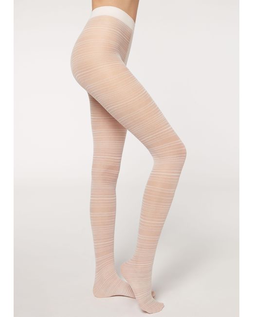 Collant retina 30 denari motivo righe di Calzedonia in Neutro | Lyst