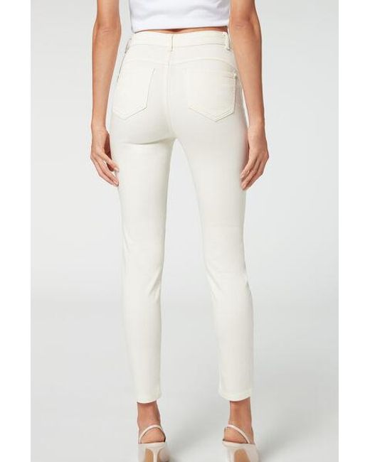 Calzedonia White Soft Touch High-Waist Skinny Push-Up Jeans
