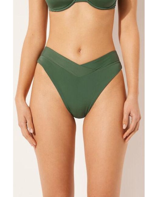 Calzedonia Green High-Waisted V-Cut Brazilian Bikini Bottoms Indonesia