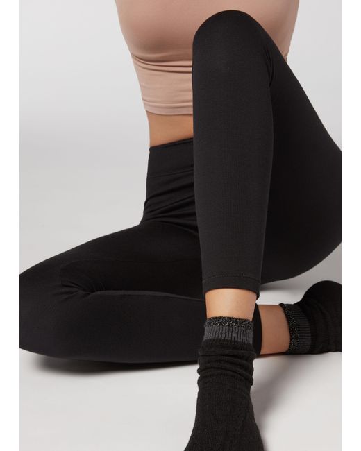 Calzedonia Cashmere Blend Leggings in Black | Lyst UK