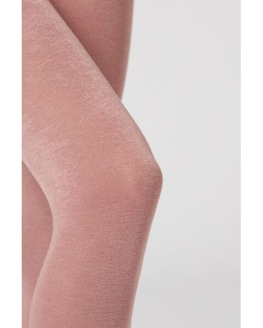 Calzedonia Pink Soft Modal And Cashmere Blend Tights Pale