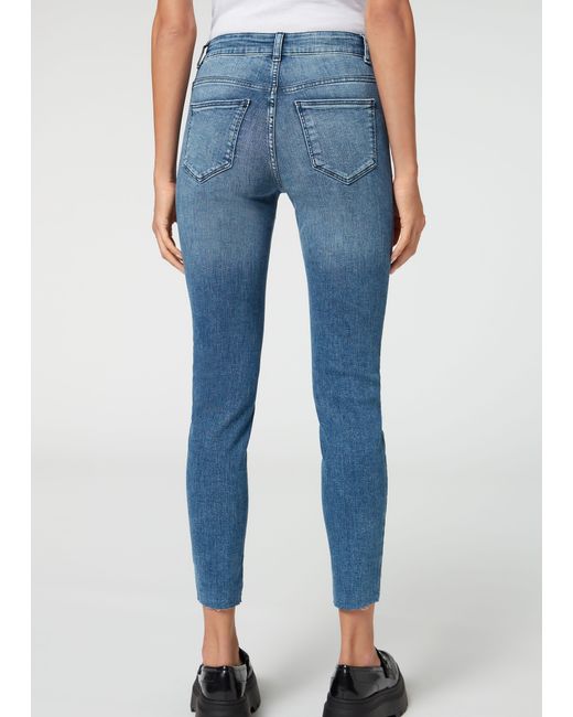 Calzedonia Super Skinny Jeans With Buttons in Blue