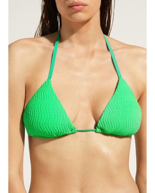 Calzedonia Slide Triangle Bikini Top Mykonos in Green | Lyst UK