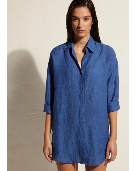 Camicia in lino di Calzedonia in Blue