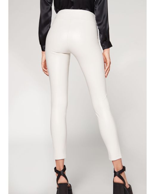Calzedonia Thermal Leather Effect leggings in White | Lyst UK