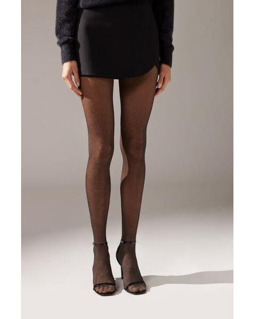 Calzedonia Natural 50 Denier Micronet Tights With Glitter