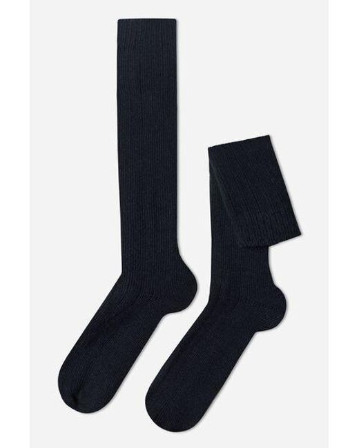 Calzedonia Blue ’S Long Ribbed Socks With Wool And Cashmere for men