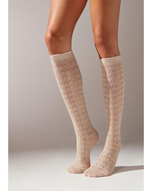 Calzedonia Natural Openwork Mid-calf Socks