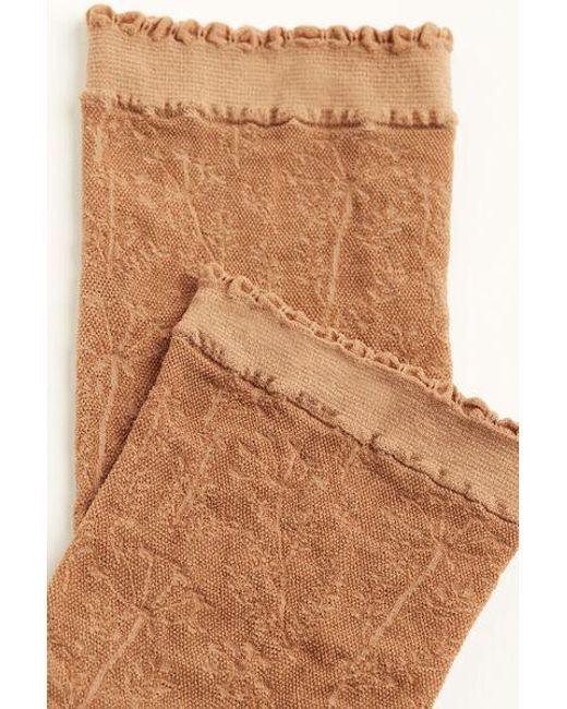 Calzedonia Brown Floral-Patterned Mesh Short Socks