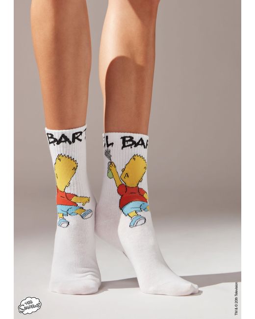 Calzedonia White The Simpsons Short Sport Socks