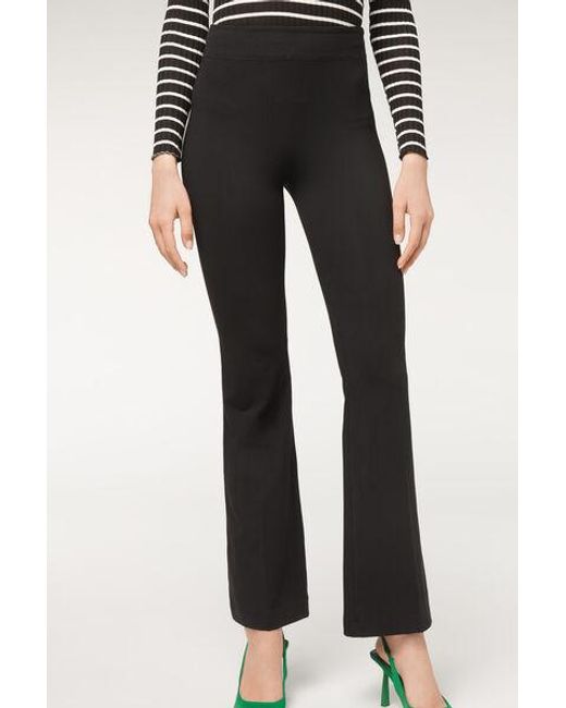Calzedonia Flared Leggings In Supima Ultra Light Cotton in Black | Lyst