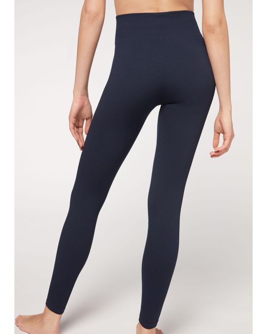 Leggings seamless con canalé fino Calzedonia de color Azul | Lyst
