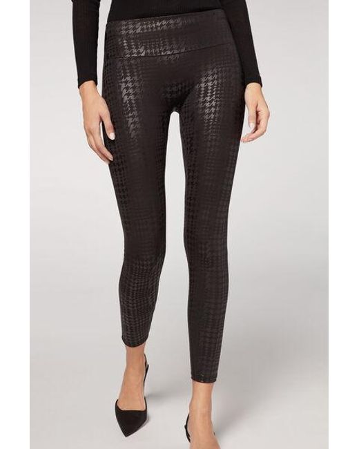 Calzedonia Total Shaper Faux Leather Leggings in Black | Lyst