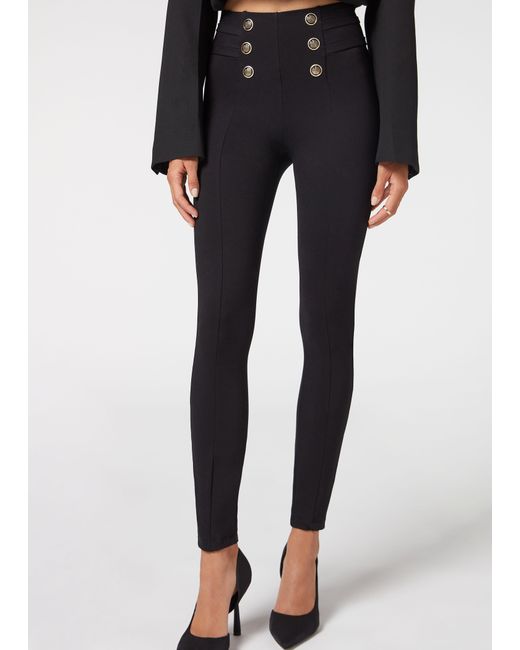 Coated Skinny Sailor Leggings with Buttons - Calzedonia