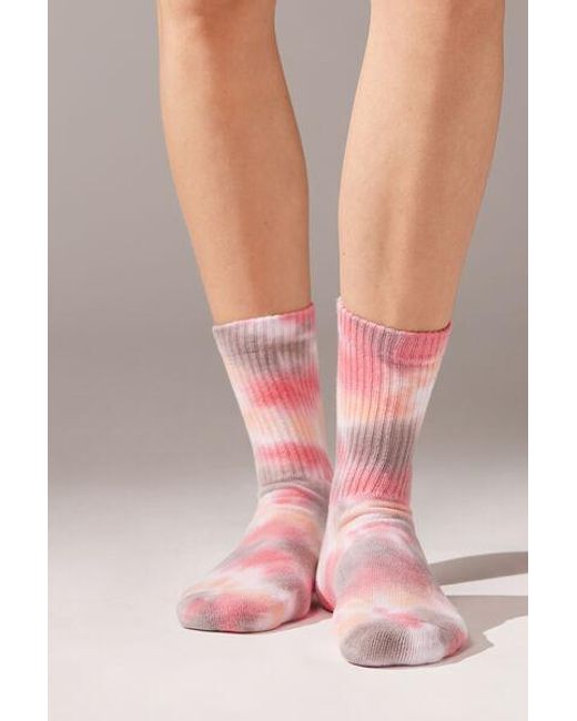 Calzedonia Pink Tie Dye Short Sport Socks