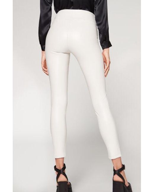 Calzedonia White Thermal Leather Effect Leggings