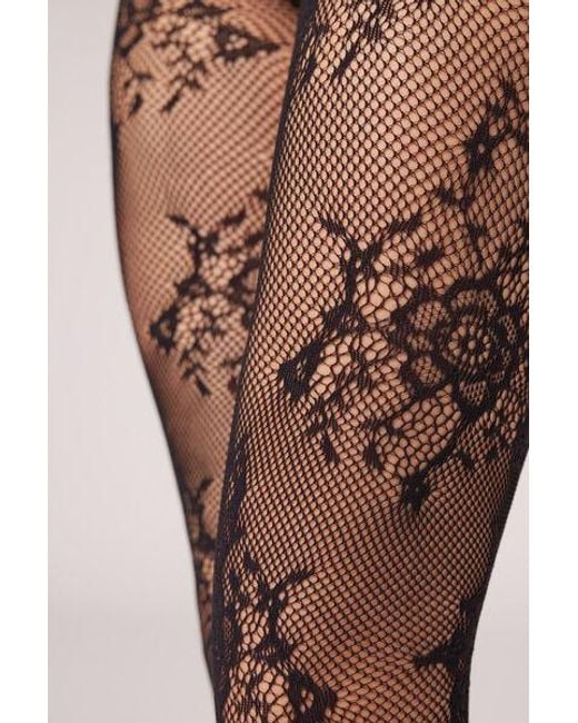 Calzedonia Natural Floral Lace Fishnet Tights