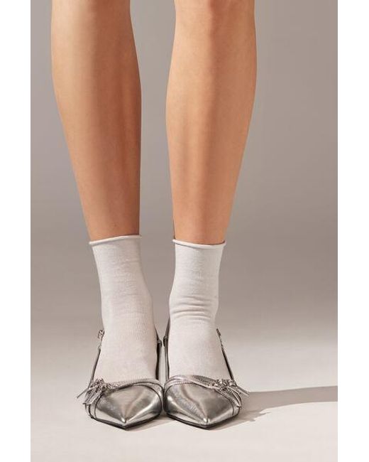 Calzedonia White Glitter Short Socks