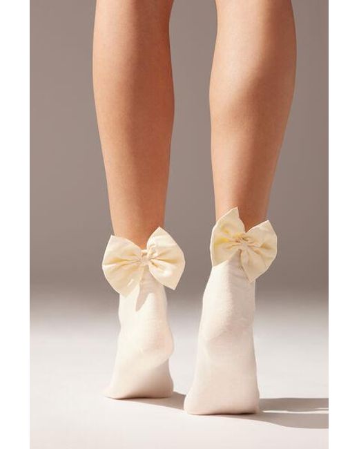 Calzedonia White Bow Short Socks