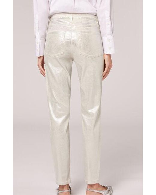 Calzedonia White Laminated Effect Stretch Jeans