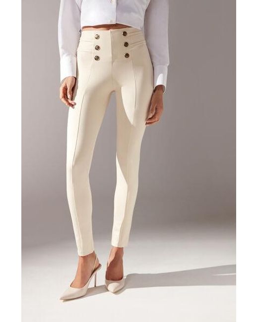 Calzedonia Natural Skinny Shaping Leggings With Buttons