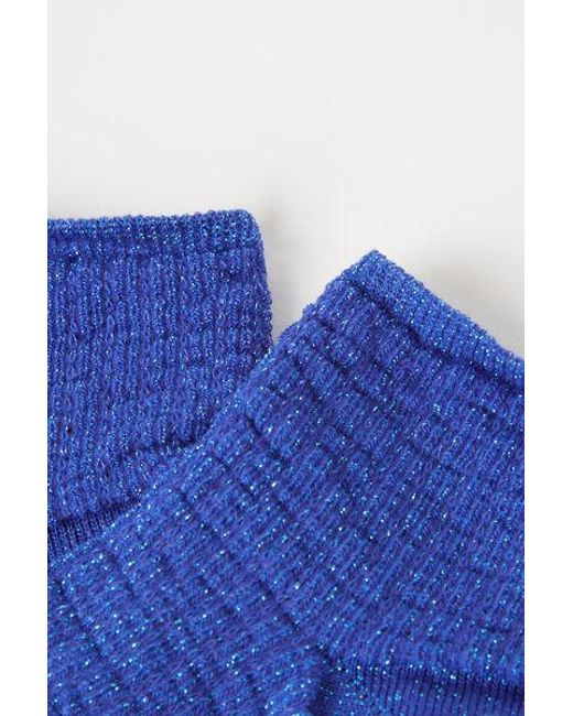 Calzedonia Blue Openwork Iridescent Short Socks