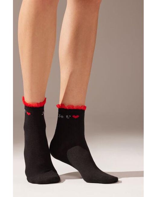 Calzedonia Black Romantic Style Short Socks