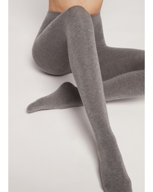 Collant morbido in misto modal e cashmere di Calzedonia in Grigio | Lyst