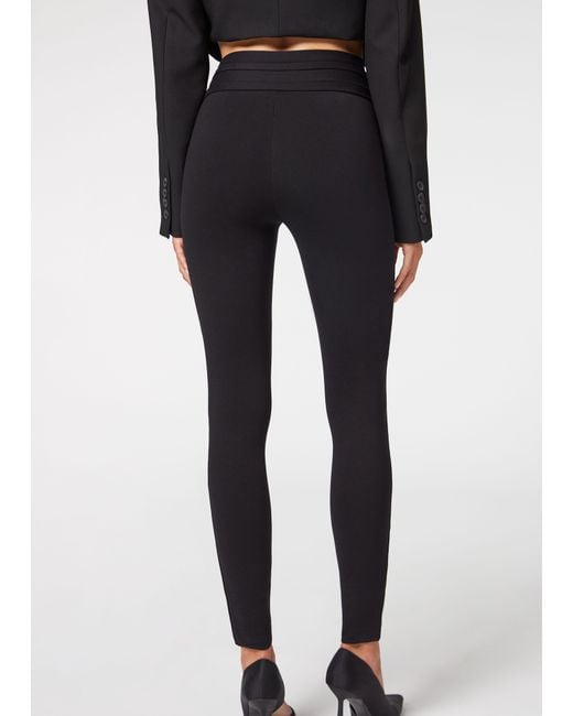 Calzedonia Skinny Shaping leggings With Buttons in Black