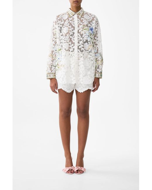 Camilla White Collared Shirt With Side Buttons Dressing Room Drama