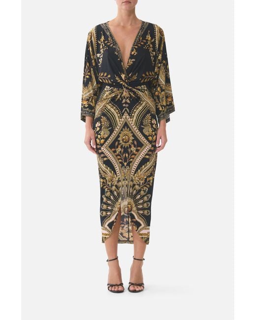 Camilla Green Long Split Front Twist Dress Taurus Rising