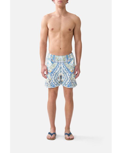 Camilla Blue Mid Length Boardshort With Elastic Waist My Homespun Heart for men