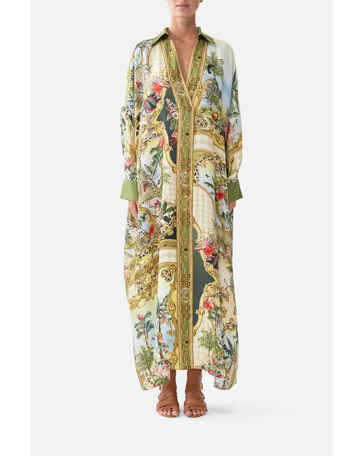 Camilla Metallic Wing Collar Kaftan Wanderlust Empire
