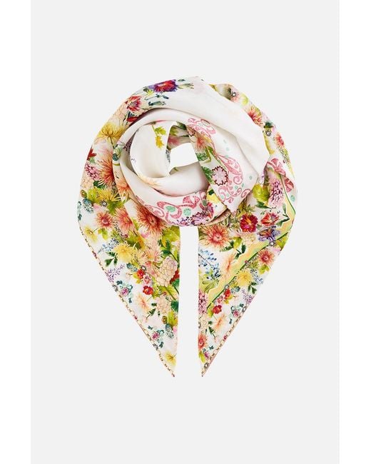 Camilla White Large Crystalled Silk Square Scarf The Call Of Catalonia