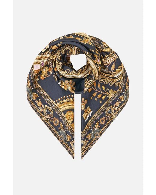 Camilla Black Large Crystalled Silk Square Scarf Taurus Rising