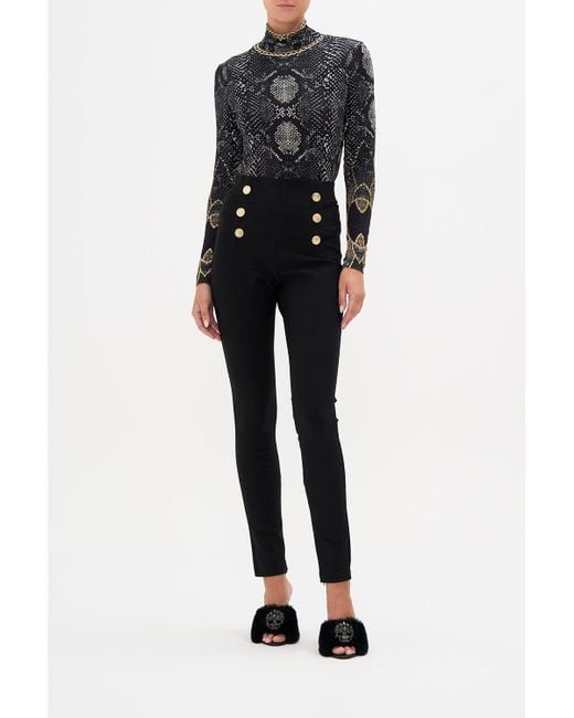 Camilla Button Embellished Ponte Pant Wild Horses in Black Lyst