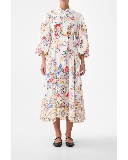 Camilla White Waist Tie Shirt Dress With Bubble Sleeve I Left My Heart