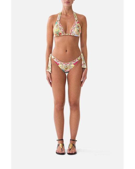 Camilla Yellow Soft Thick Tie Tri Bikini Set W Eyelet Trims Painted Prayers