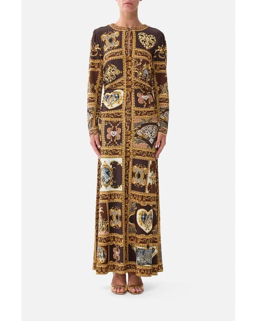 Camilla Metallic Gathered Jersey Long Dress Animals