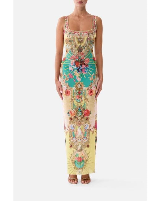Camilla Yellow Square Neck Beach Maxi Dress W Low Back Painted Prayers